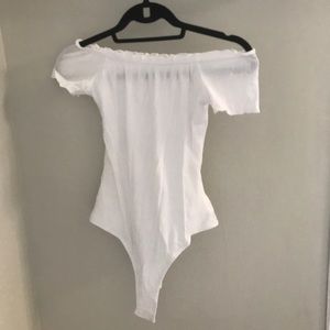 SOLD White Off Shoulder Bodysuit